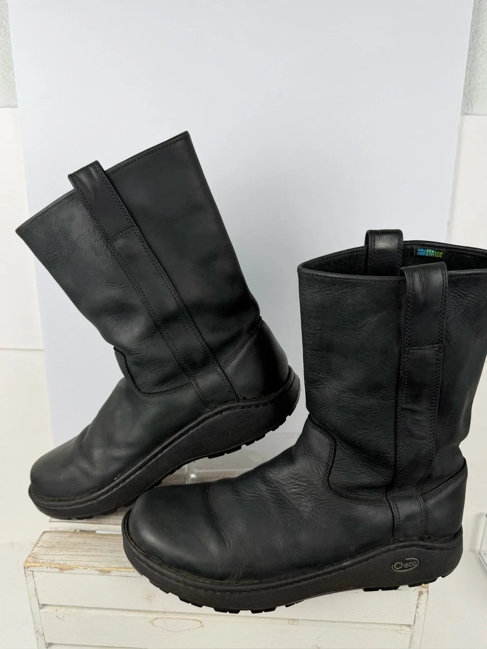 Chaco Credence tall leather boots men’s size 11.5 Vibram Nurl rubber outsole
